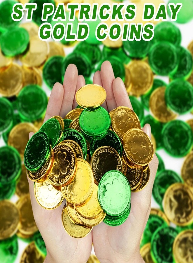 Qumenan 168 PCS St Patricks Day Coins Plastic Gold and Green St Patrick's Day Coins Decorations Party Lucky Patrick Shamrock Leprechaun Clover Favors for Irish Supplies - Image 3